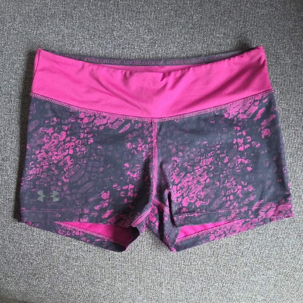 Under Armour Pink and Gray Athletic Shorts with Moisture-Wicking Fabric